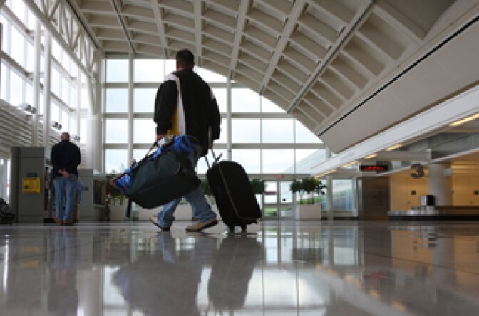 Inland Empire officials Thursday filed a legal claim against the city of Los Angeles in an attempt to gain control of L.A./Ontario International Airport.
File photo: Travelers pass through L.A./ Ontario International Airport.