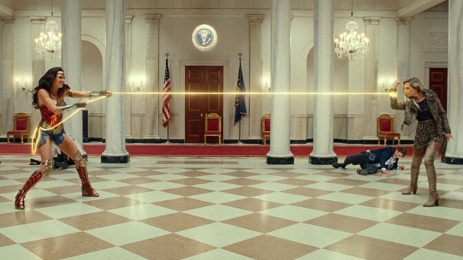 Gal Gadot and Kristen Wiig in "Wonder Woman 1984."