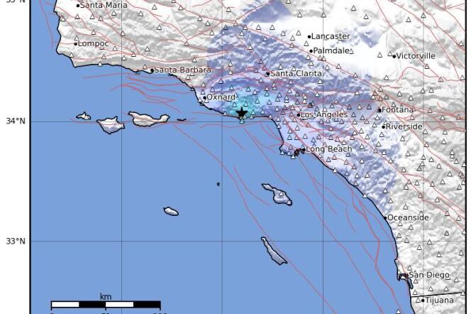 A map showing where the quake was likely felt.