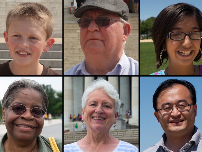 Row 1: Stewart Merriam, Logan, Utah; Darwin Danks, Watertown, N.Y.; Emaan Khan, Austin, Texas. Row 2: Mildred Cobbinah, Kansas City, Mo.; Jean Hebert, Chippewa Falls, Wis.; Ted Cai of Houston.