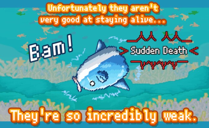 A screenshot from "Survive! Mola mola," the video game that gets kids thinking about ocean ecosystems.