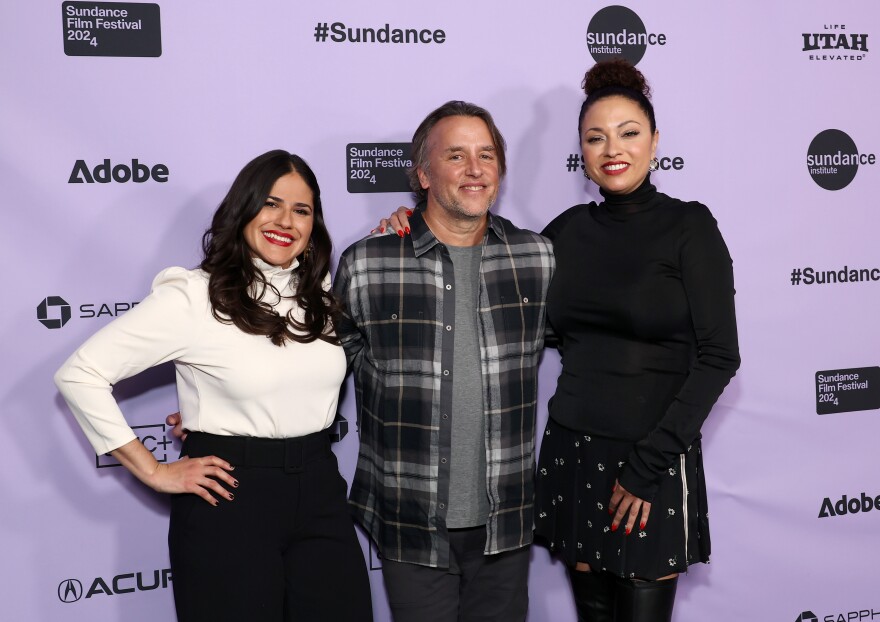 Iliana Sosa, Richard Linklater, and Alex Stapleton at the premiere of "God Save Texas" at the 2024 Sundance Film Festival