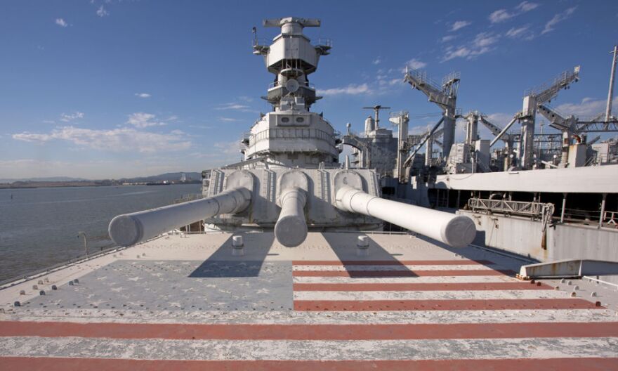 The USS Iowa berthed at its permanent home in the Port of Los Angeles in San Pedro, California.