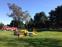 A plane that crashed on Penmar Golf Course in Santa Monica on Thursday, March 5, 2015.