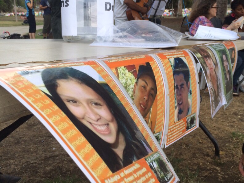 Pictures of Mexico's missing who have ties to families in Los Angeles, MacArthur Park, Sunday, October 18, 2015.