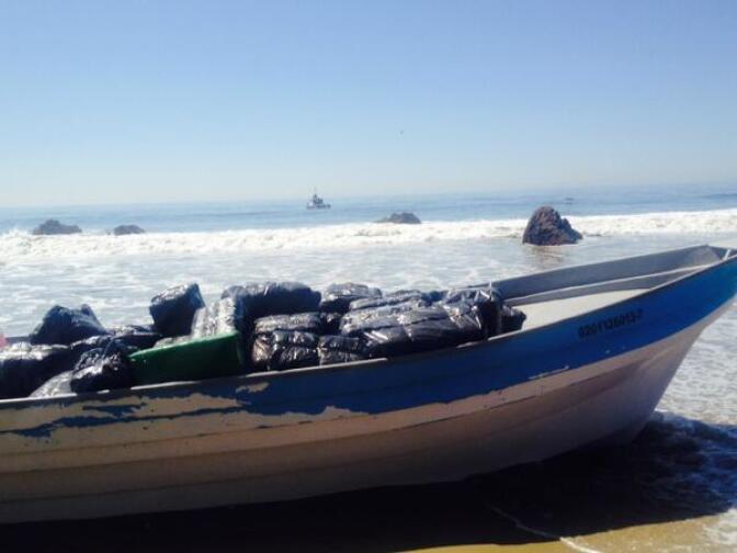 A boat filled with marijuana washed up in Malibu Monday, April 7. 