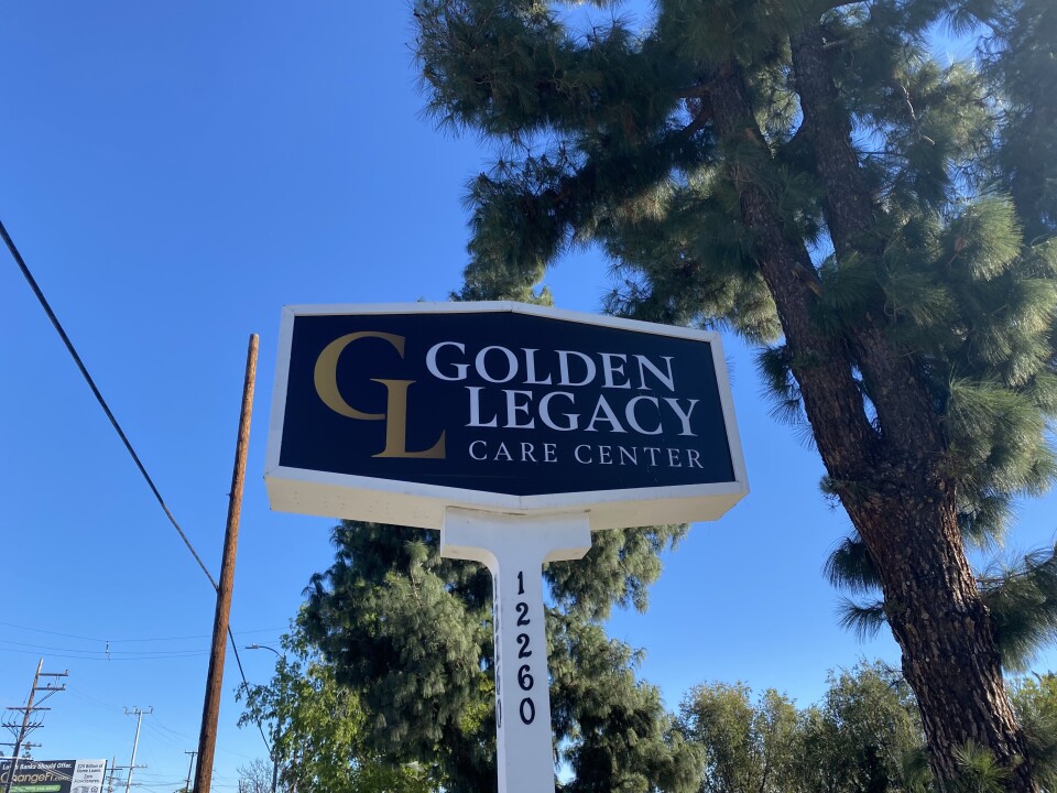 A photo showing the sign on Foothill Boulevard outside Golden Legacy Care Center