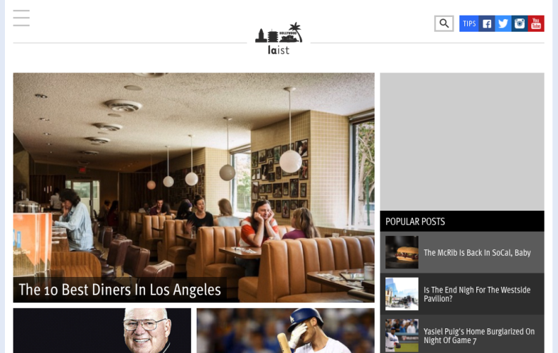 The homepage of LAist when the site shut down.