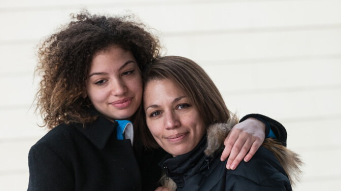 Savannah, with her mother, Sara, at their home outside of Boston, MA, just two of the subjects in the documentary "A Path Appears"

