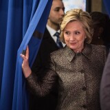 NEW YORK, NY - APRIL 01:  Former Secretary of State Hillary Clinton attends a round table conversation and press conference announcing a childhood development initiative with first lady of New York City Chirlane McCray on April 1, 2015 in New York City. The initiative is between New York City Children's Cabinet and Too Small to Fail.  (Photo by Andrew Burton/Getty Images)