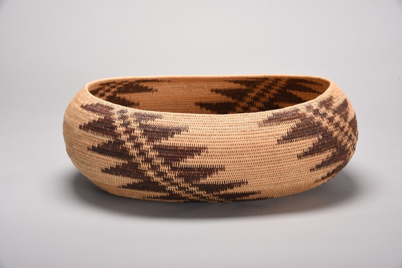 Basket made by Mabel McKay. Loan courtesy of Sharon Rogers and Marshall McKay.