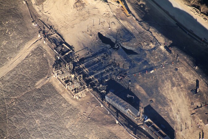 Overhead photos show the leaking Aliso Canyon well pad near the Porter Ranch community on Dec. 17, 2015.