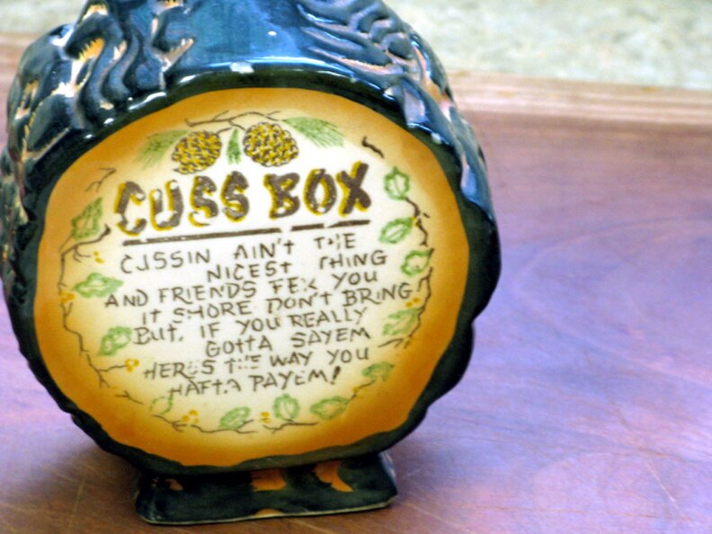 Vintage ceramic "swear jar" or "cuss box." 