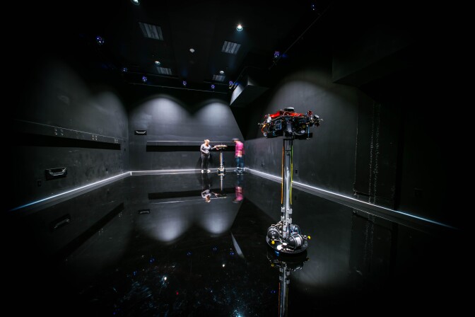 Frictionless floor in Caltech's Space Robotics Lab