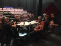 Some members of the 99-seat "Review Committee" meet to discuss the Actors Equity Association's minimum wage plan at the Rogue Machine Theater in Los Angeles.
