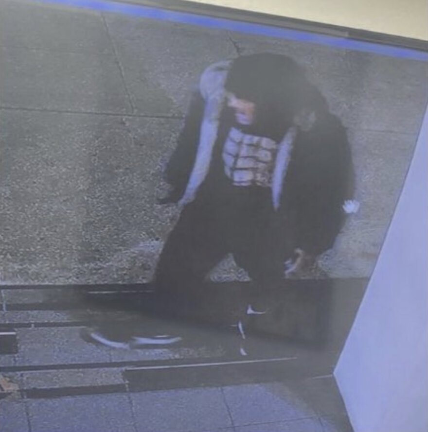 Surveillance image of the man accused of defacing the Islamic Center of Southern California in Koreatown.