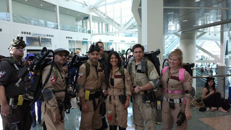 A group of fans dressed as Ghostbusters at Comikaze 2012.