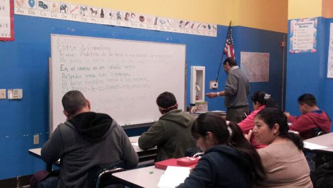 At the Centro Latino for Literacy in Los Angeles, students first learn to to read and write in Spanish before they begin English lessons.  