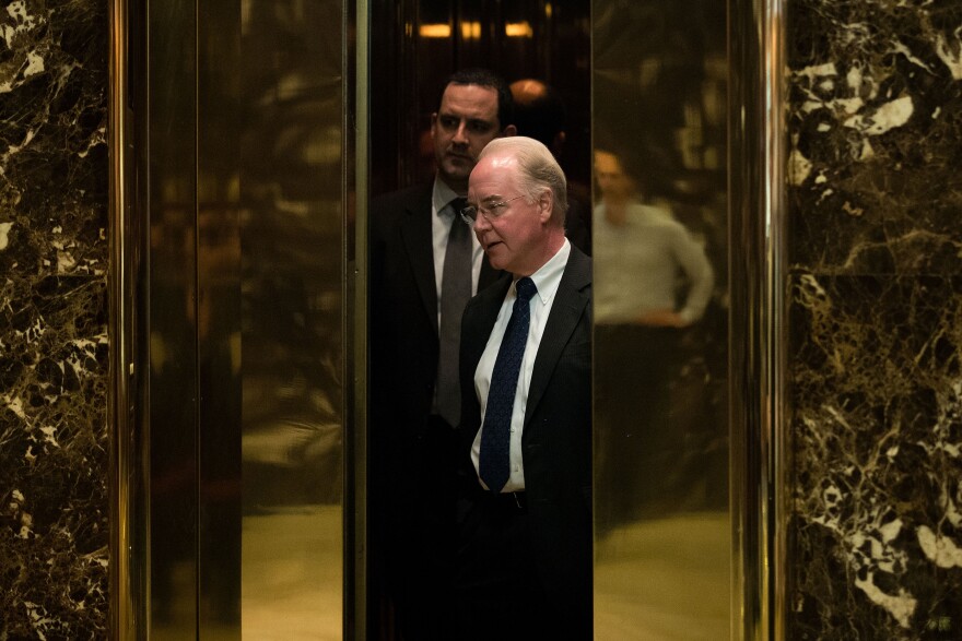 NEW YORK, NY - NOVEMBER 16: Rep. Tom Price gets into an elevator at Trump Tower, November 16, 2016 in New York City. President-elect Donald Trump and his transition team are in the process of filling cabinet positions for the new administration. (Photo by Drew Angerer/Getty Images)