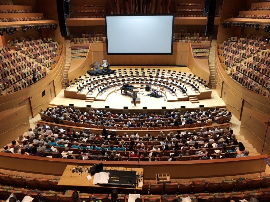 Singers and music enthusiasts gathered for a rehearsal on Thursday, July 19, at Walt Disney Concert Hall.