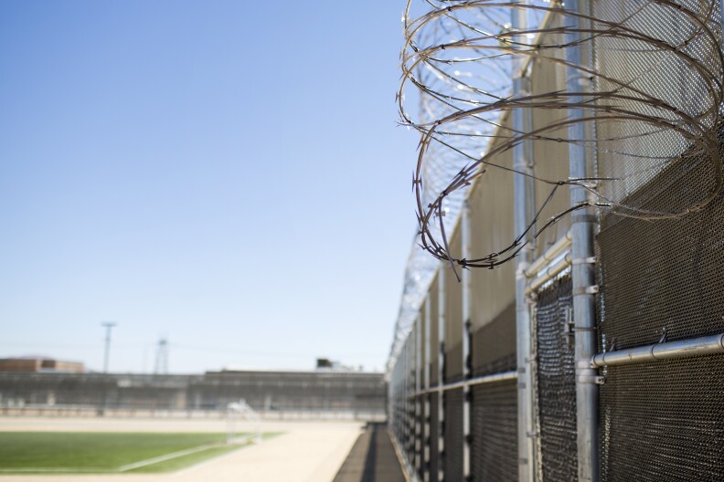 This outdoor recreation area serves the general population at the U.S. Immigration and Customs Enforcement's Detention Facility in Adelanto. The West facility has 1,280 beds and the East facility has 650 beds.