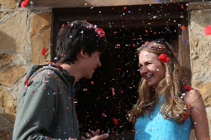 (L-R) Asa Butterfield and Britt Robertson star in "The Space Between Us."