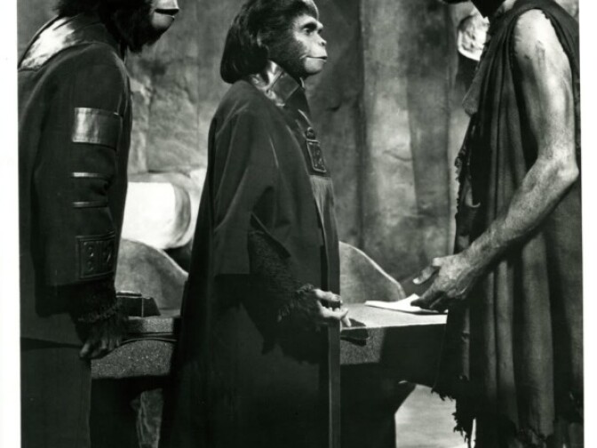 Charlton Heston, right, stars in "Planet of the Apes" (1968).