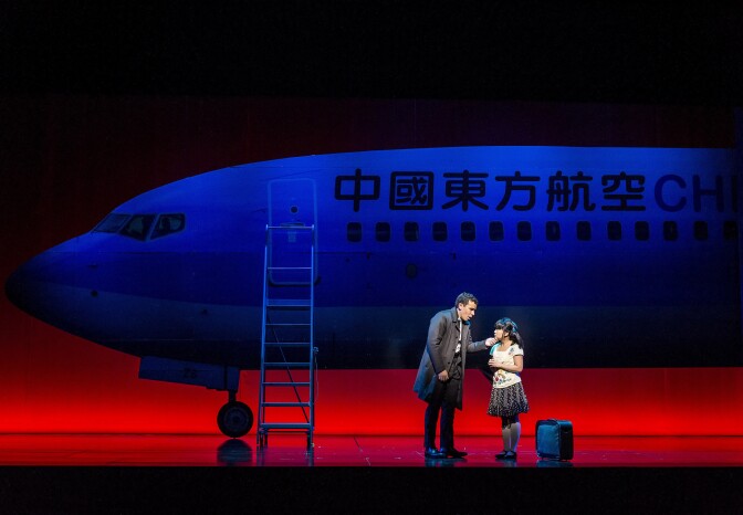 Conrad Ricamora and Kendyl Ito in the world premiere of David Henry Hwang and Jeanine Tesori’s “Soft Power” at Center Theatre Group/Ahmanson Theatre. Directed by Leigh Silverman and choreographed by Sam Pinkleton; Soft Power; runs through June 10; 2018. For tickets and information; please visit CenterTheatreGroup.org or call (213) 972-4400. Media Contact: CTGMedia@CTGLA.org / (213) 972-7376. Photo by Craig Schwartz.