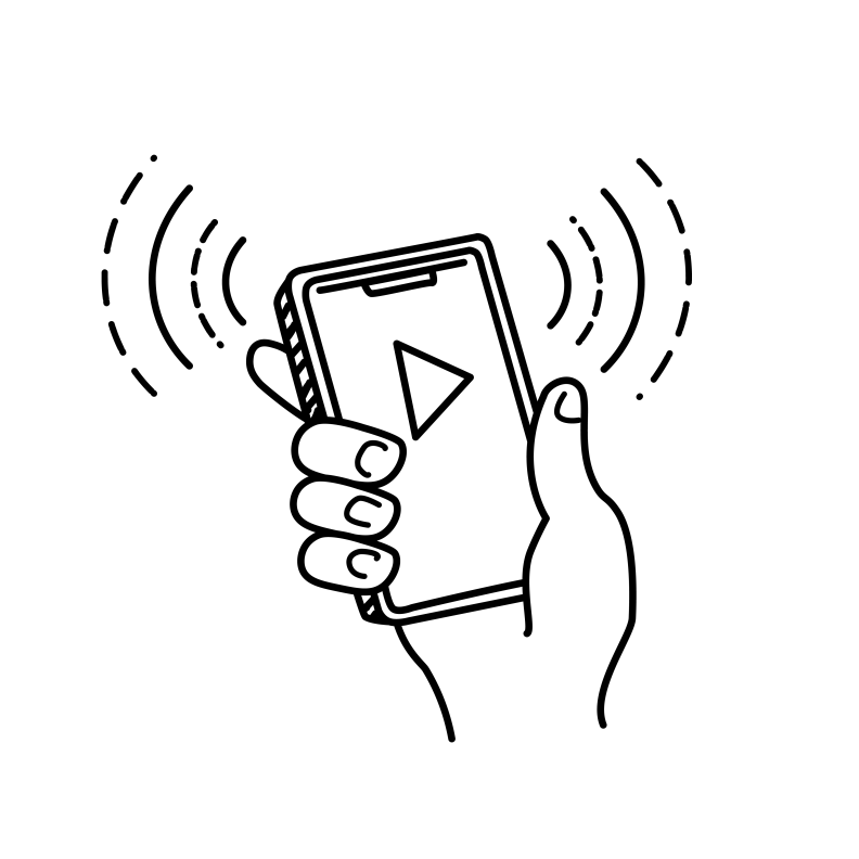 Illustration of a hand holding a mobile phone