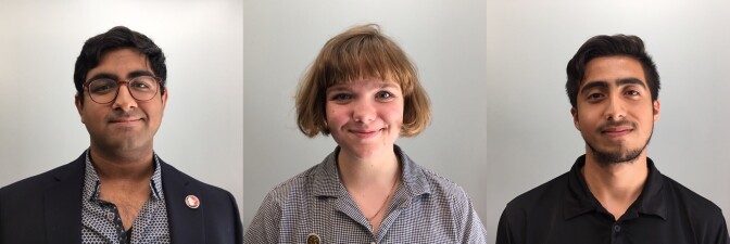 From left to right: Sahil Nandwani, Akela Munsey and Javier Moro talk about being in Generation Z and the upcoming election.