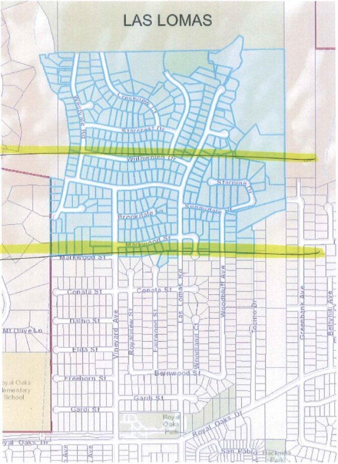 A map from the city of Duarte notes that residents from Markwood to Willowglen will be able enter and leave their homes with ID. Those who live above Willowglen are still under mandatory evacuation Thursday. 