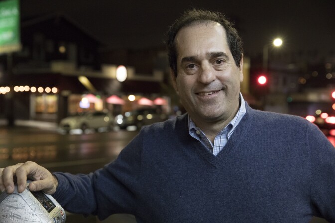 L.A. mayoral candidate Mitchell Schwartz speaks at a fund raising concert at the Echoplex in Echo Park Los Angeles on Jan10th, 2017.