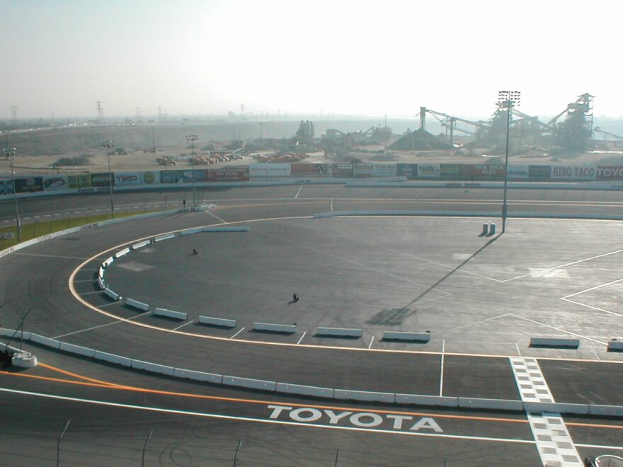 Irwindale Speedway in Irwindale, California, as photographed from the rooftop.