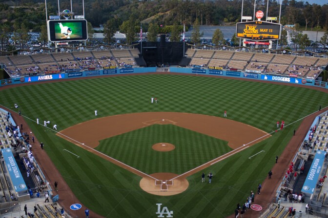 Dodger Stadium in April 2012. The L.A. Dodgers created a new regional sports network to carry Dodgers games beginning with the 2014 season. 