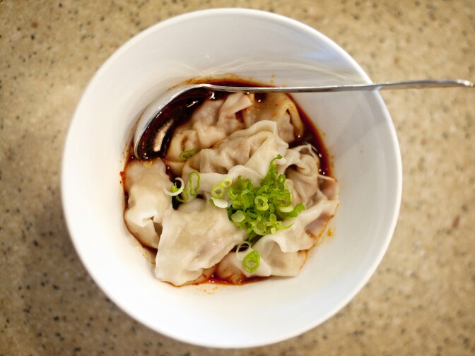 Spicy wonton at Din Tai Fung Dumpling House in Arcadia.