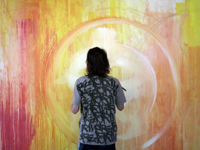 Mear One painting in the 51st Floor Penthouse of the new Ritz Carlton Residences at L.A. Live.

