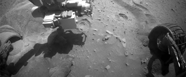 The Mars Exploration Rover - Spirit attempted to turn all six wheels on Sol 2126 (Saturday, Dec. 26, 2009) to extricate itself from the sand trap known as "Troy," but stopped earlier than expected because of excessive sinkage.