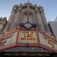 exterior of vintage theatre sign in Los Angeles