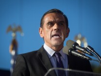 Then-Los Angeles Mayor Antonio Villaraigosa talks to the gay marriage supporters at a rally for two Supreme Court decisions legalizing gay marriage in California.