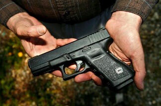 A Glock 19 9mm handgun.