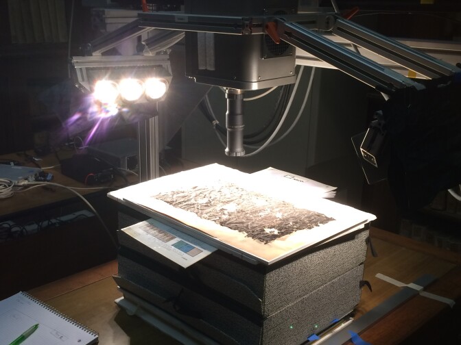 The parts of the scroll were scanned using shortwave-infrared hyperspectral imaging.