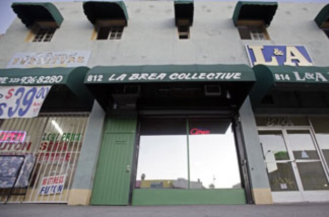 The exterior of the La Brea Collective medical marijuana dispensary is seen in Los Angeles Tuesday, Nov. 17, 2009.