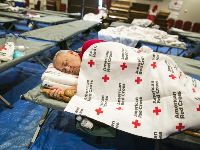 Residents stay at an evacuation center inside the Duarte Community Center during the San Gabriel Complex fire on Tuesday, June 21, 2016. About 30 people stayed on Monday night and more are expected to stay tonight.