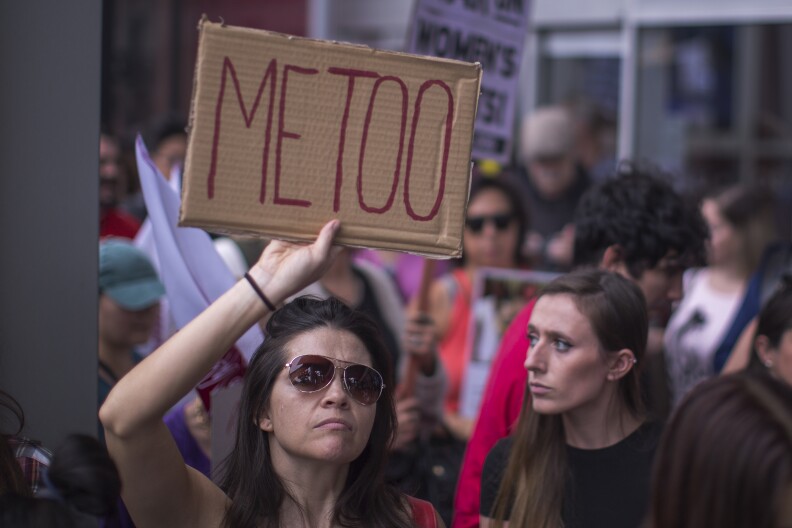 LOS ANGELES, CA - NOVEMBER 12: Demonstrators participate in the #MeToo Survivors' March in response to several high-profile sexual harassment scandals on November 12, 2017 in Los Angeles, California. The protest was organized by Tarana Burke, who created the viral hashtag #MeToo after reports of alleged sexual abuse and sexual harassment by the now disgraced former movie mogul, Harvey Weinstein. (Photo by David McNew/Getty Images)
