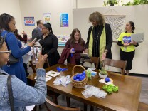 Jamaiia Bond with the Compton Unified School District demonstrates how students would log on to Hazel Health's virtual mental health therapy platform. 