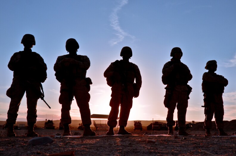 U.S. Marines (USMC) silhouetted against the sunset on June 1, 2012. The U.S. Department of Agriculture's (USDA) partnership with Operation Warfighter is just part of our commitment to helping veterans transition into civilian careers after their military service. USMC photo.