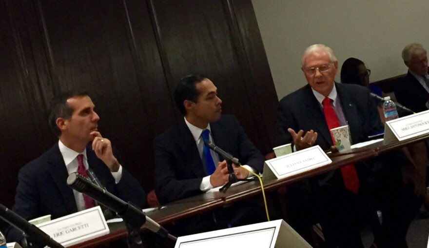 HUD Secretary Julian Castro visits LA to listen to elected officials' concerns about homeless crisis.