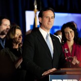 MARS, PA - APRIL 3: Republican presidential candidate, former U.S. Sen. Rick Santorum speaks at a campaign rally at Four Seasons Sheraton on April 3, 2012 in Mars, Pennsylvania. According to early results, Romney won the D.C, Maryland and Wisconson primaries today with a total of 98 delegates at stake. (Photo by Jeff Swensen/Getty Images)