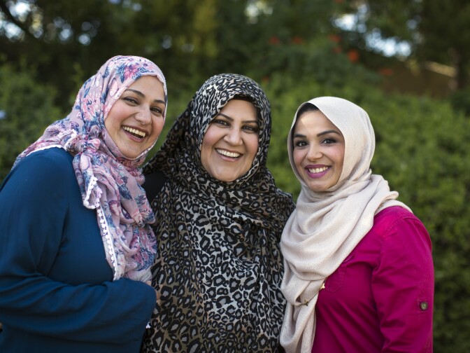 Maria Ahmed, left, Hosai Mojaddidi and Shahzia Rahman are the founders of Happy Hearts Learning Co-Op, an Islamic parent cooperative and learning program in Irvine.