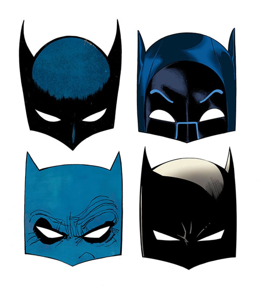Batman masks from different eras.